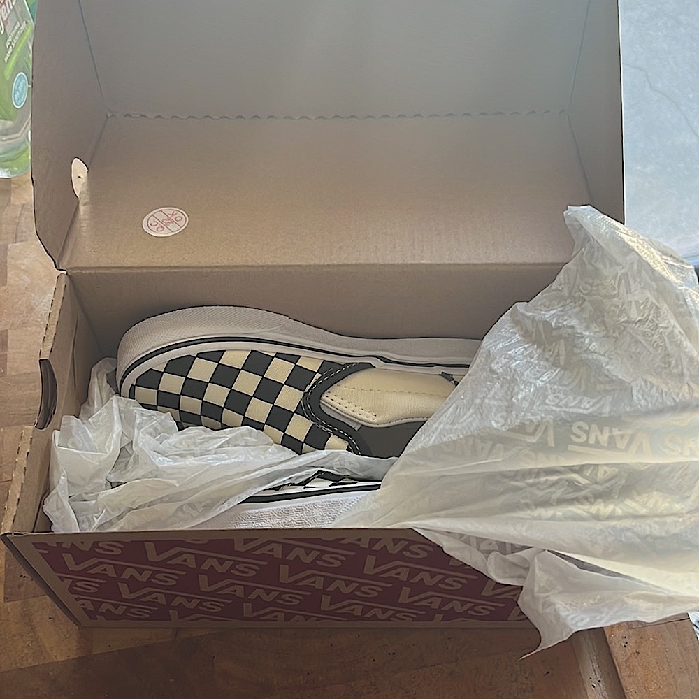 Brand new in box with tags checkerboard slip on Vans size 11k - Picture 1 of 3